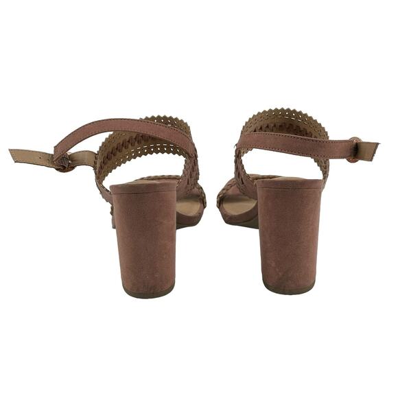 Lauren Conrad Sandals Womens 9.5M‎ Mauve Streusel Slingback Laser Cut Block Heel - Picture 4 of 7